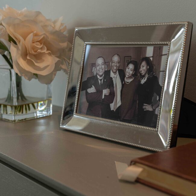 Family photo near the guest book.