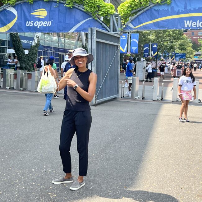 Helen grew up playing tennis and goes to the US Open every year.