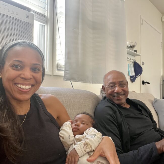 Helen, her Dad, and baby nephew.