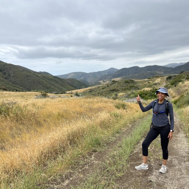 Helen is ready for an 11 mile hike.